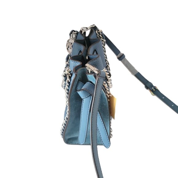 Michael Kors Mina Small Belt Chain Inlay Crossbody Cornflower Handbag - Picture 3 of 7